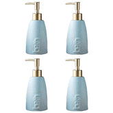 Kuber Industries Liquid Soap Dispenser | Handwash Soap Dispenser | Soap Dispenser for Wash Basin | Shampoo Dispenser Bottle | Bathroom Dispenser Bottle | Pack of 4 | 320 ml | Blue